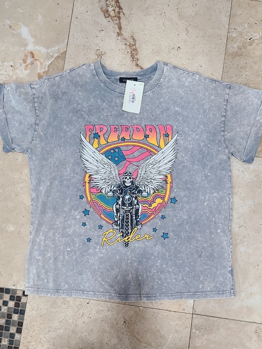 Freedom Rider Graphic Tee - Mineral Grey